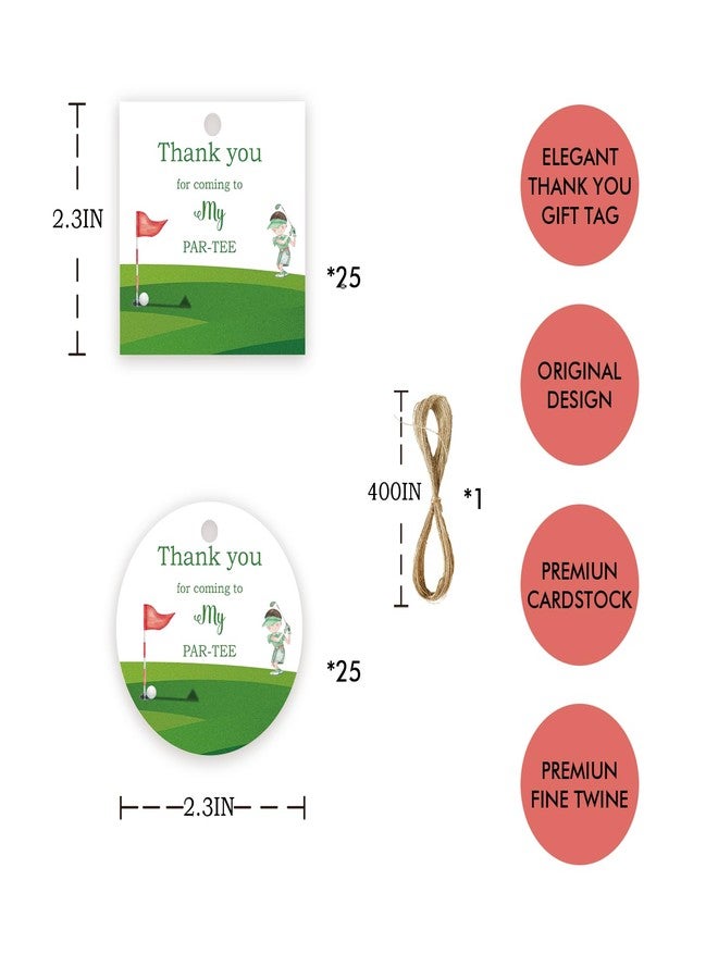 FORSHEEP 50pcs Golf Thank You Tags, Golf Sport Gift Tag with String for Birthday Party, Round Thank You Paper Tags for Birthday/Gender Reveal Party Favors - Image 2